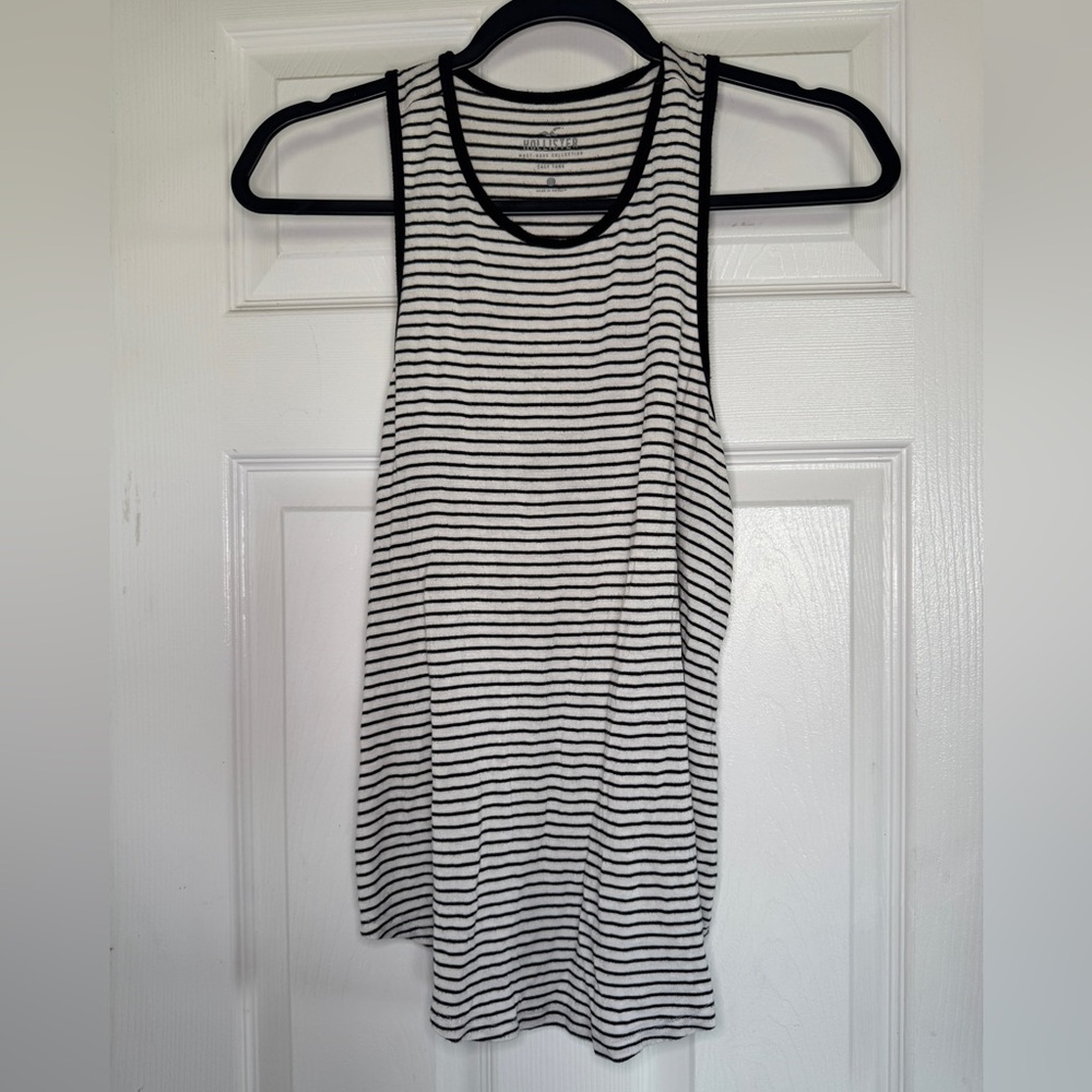 Hollister Striped Black and White Tank Top